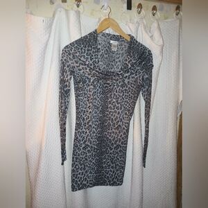 Cache Animal Print Tunic Off The Shoulder Top Size Small